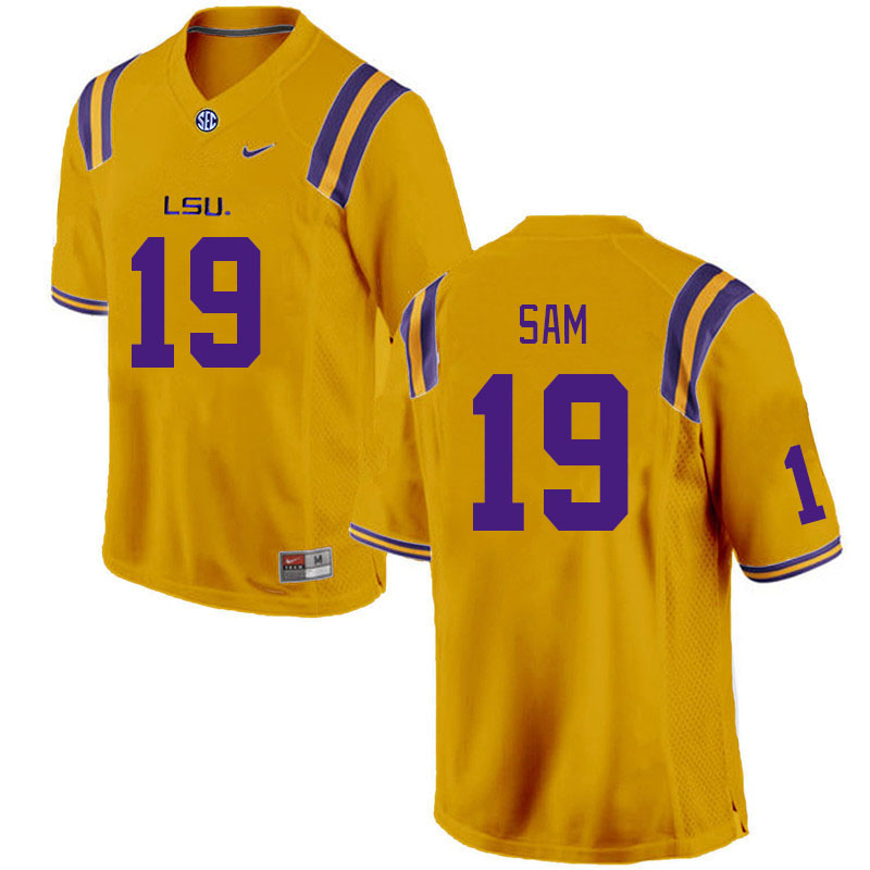 Men #19 Andre Sam LSU Tigers College Football Jerseys Stitched Sale-Gold